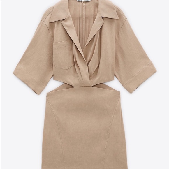 ZARA TAN CUTOUT DRESS BRAND NEW - Picture 7 of 15